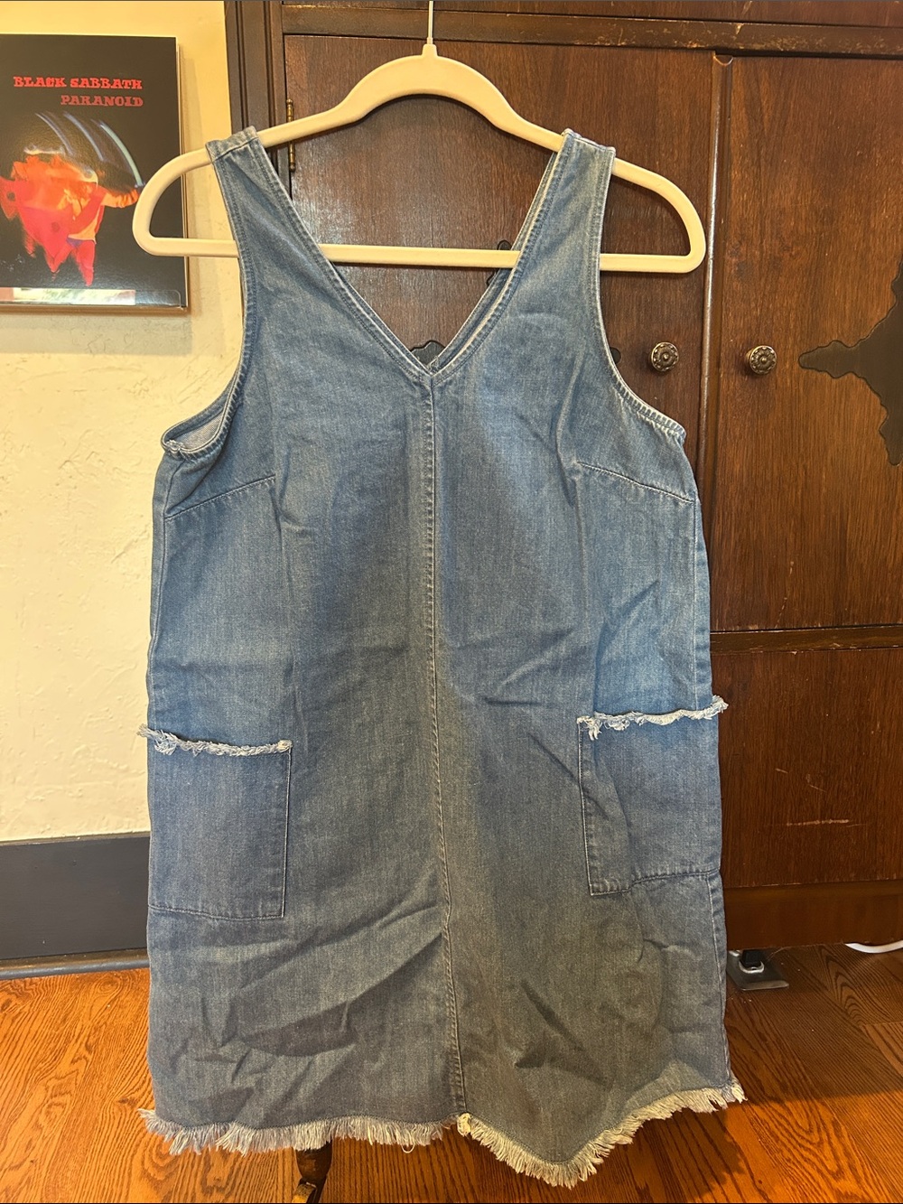 Old Navy Blue Denim Midi Pinafore Dress